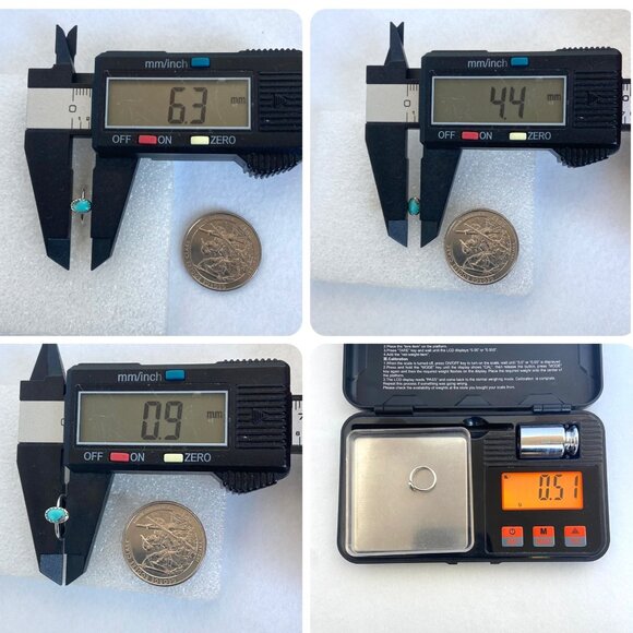 VTG Sterling Silver 925 Tiny Sawtooth Bezel Set Turquoise Baby Child Ring Sz 1 - Picture 10 of 16